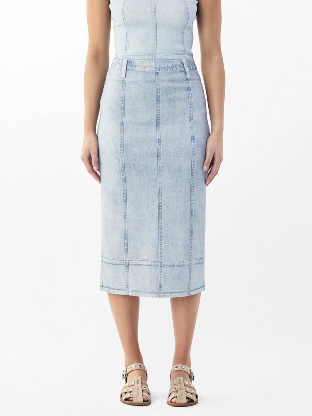 NWT RAG & BONE ($389) Miramar Ponte Pencil Midi Skirt - Aliah Wash
